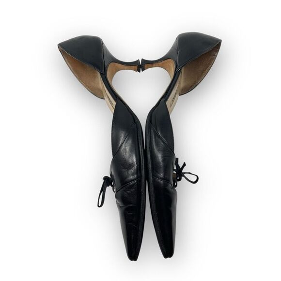 Manolo Blahnik Retro Black Leather Bow Detail Pointed Toe Heel Womens Size EU 41 - Picture 7 of 16